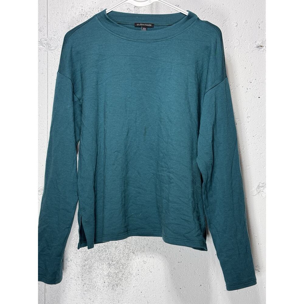 Eileen Fisher Turquois Knit Round Neck Blouse XXS Runs Large.